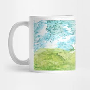 Summer landscape, nature. Encaustic wax art. Painting drawing Mug